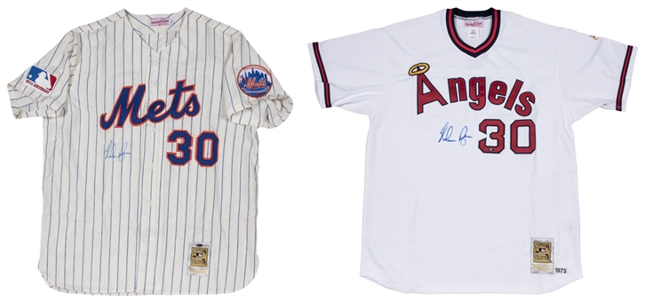 Lot of (2) Nolan Ryan Signed Cooperstown Collection Jerseys (JSA)